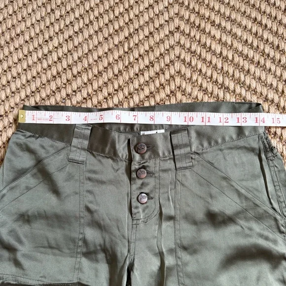 Joie Vtg Silk Green Low Rise Cargo Pants Size 27 Y2K Lightweight Natural Neutral - Picture 10 of 14